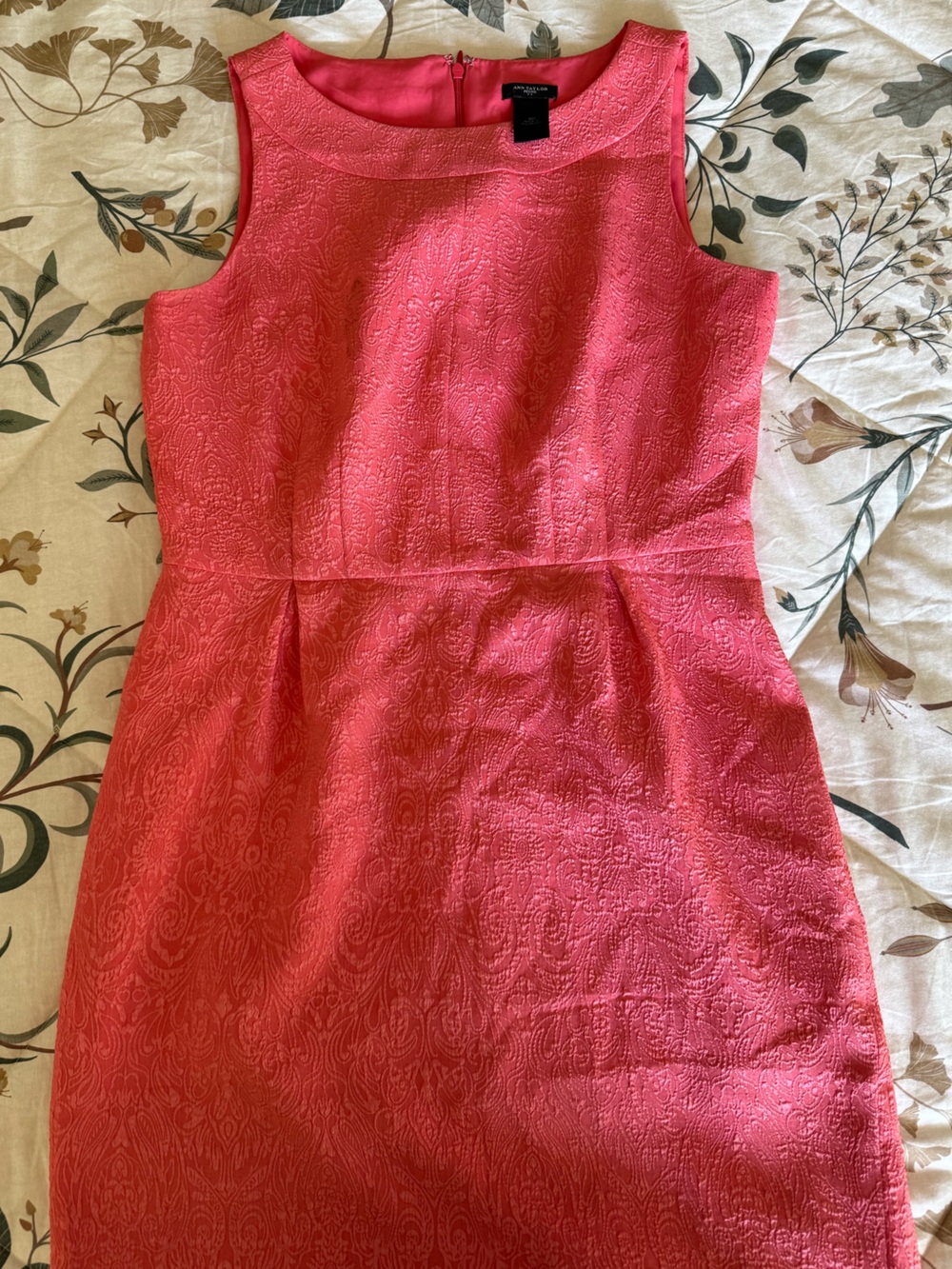 Ann Taylor Coral Pink Textured Midi Dress - Picture 3 of 7